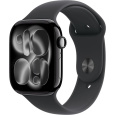 Apple Watch Series 11 GPS 46mm Jet Black Aluminium Case with Black Sport Band - M/L