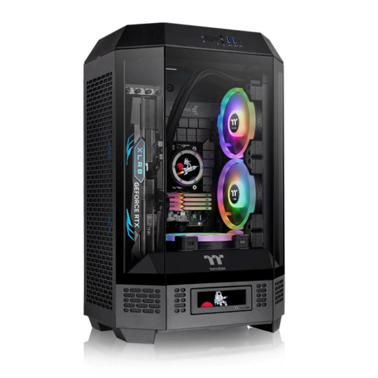 THERMAL TAKE Case The Tower 300, mATX, Průhledná bočnice, 2x 140mm Fan, černá