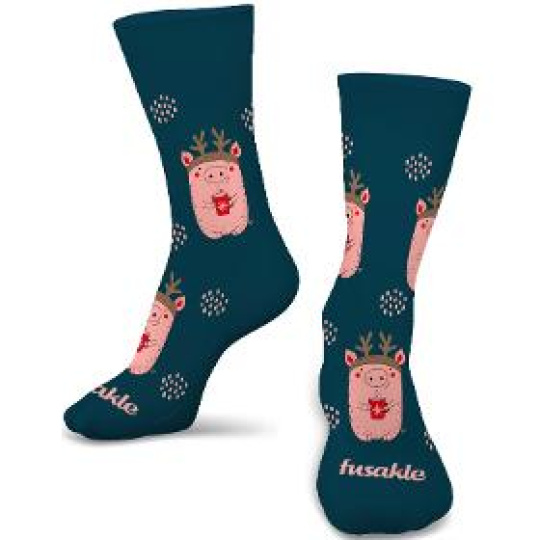 Ponožky Prasiatko v zime L 43 - 46 FUSAKLE