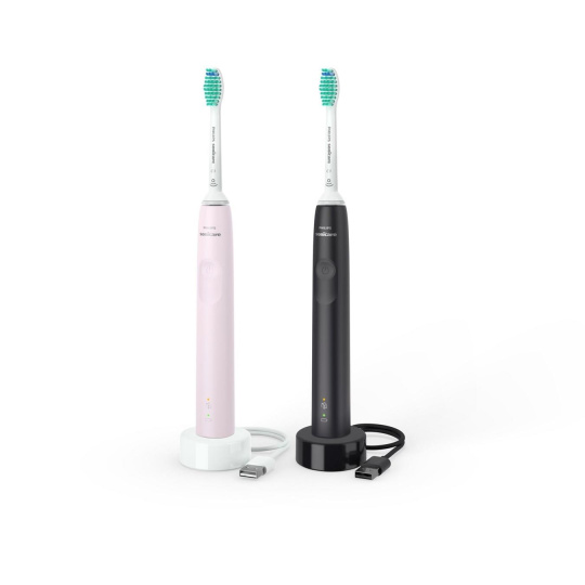 Philips HX3675/15 Sonicare elektrický zubní kartáček, sonický, časovač, tlakový senzor, 2 kusy, růžová a černá Philips HX3675/15 Sonicare elektrický zubní kartáček, sonický, časovač, tlakový senzor, 2 kusy, růžová a černá