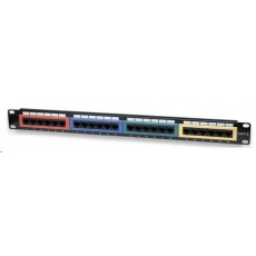 Intellinet Patch panel, 19", Cat6, 24 portov, UTP, 1U, farebný, čierny