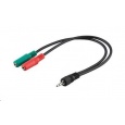 PREMIUMCORD Adaptér Jack 3,5 mm 4pin - 2x stereo Jack 3,5 mm, redukcia (M/2xF, 4 póly)