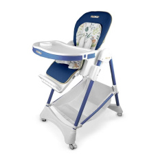NENO SEDI BLUE multifunkční židle na krmení, bezpečnostní pás, nastavitelné pozice, ekokůže, modrá