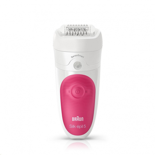 BRAUN Silk-épil SensoSmart 5-500 epilátor, SensoSmart, SmartLight, 28 pinzet, 2 rychlosti, masážní válečky, růžový