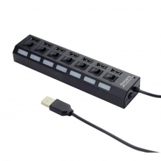 GEMBIRD USB hub, 2.0, 7 port, externí zdroj napájení, s vypínači, černá GEMBIRD USB hub, 2.0, 7 port, externí zdroj napájení, s vypínači, černá