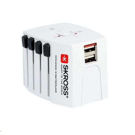 SKROSS cestovní adaptér MUV USB, 2x USB-A, univerzální pro 150 zemí