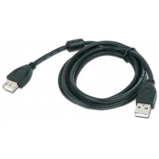 Kábel USB GEMBIRD 2.0 A-A predĺženie 3m Premium (čierne, feritové, pozlátené kontakty)