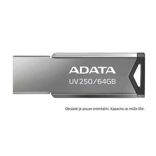 ADATA Flash Disk 128GB UV350, USB 3.2 Dash Drive, tmavě stříbrná textura kov