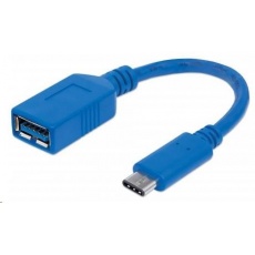 MANHATTAN USB kábel 2.0 A - USB 3.1 C (F/M), modrá