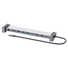 MANHATTAN Dokovací stanice USB-C 10v1, 2xHDMI, USB-C 3.0, USB-C PD 100W, 3xUSB-A 3.0, SD/microSD, RJ45