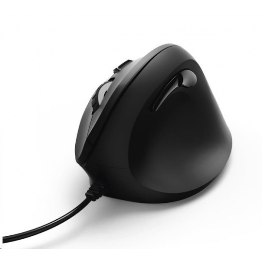 Vertikálna ergonomická drôtová myš Hama EMC-500, 6 tlačidiel, čierna