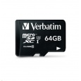 Karta VERBATIM MicroSDXC 64GB Pro, U3 + adaptér