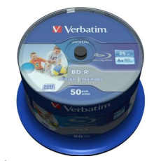 VERBATIM BD-R SL Datalife (50-pack)Blu-Ray/Spindle/6x/25GB Wide Printable