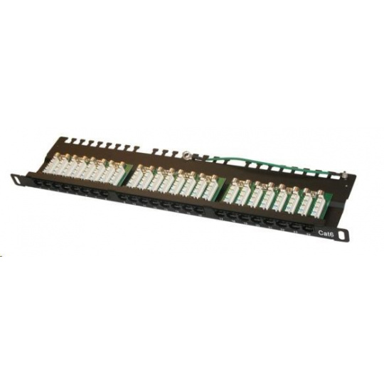 19"/0,5U Patch panel XtendLan 24port, UTP, Cat6, krone, černý