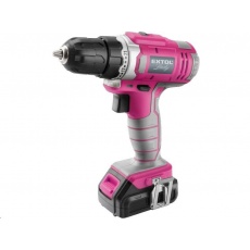 Extol Craft (402401) vrtací šroubovák aku, růžový, 12V Li-ion, 1300mAh, sada v tašce Extol Craft (402401) vrtací šroubovák aku, růžový, 12V Li-ion, 1300mAh, sada v tašce
