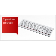 FUJITSU Klávesnice KB521 USB CZ US + 12 multimedia keys - postříkání odolná - marble grey - bílá FUJITSU Klávesnice KB521 USB CZ US + 12 multimedia keys - postříkání odolná - marble grey - bílá