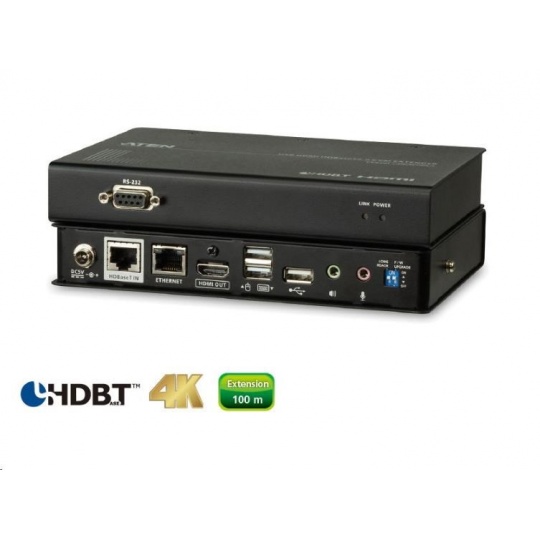 ATEN HDMI Extender PC-konzola do 100m@4K, HDBaseT 2.0, USB + RS232