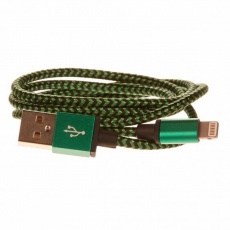 CELLFISH pletený datový kabel z nylonového vlákna, Lightning, 1 m, zelená