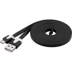 PremiumCord kabel micro USB 2.0, A-B 2m, plochý PVC kabel, černá PremiumCord kabel micro USB 2.0, A-B 2m, plochý PVC kabel, černá