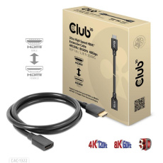 Club3D prodlužovací HDMI kabel, 4K120Hz, 8K60Hz, 48Gbps, M/F, 1m