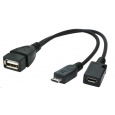 GEMBIRD kábel CABLEXPERT USB AF/micro BM + micro BF, OTG + nabíjanie, 15 cm, pre tablety a smartfóny