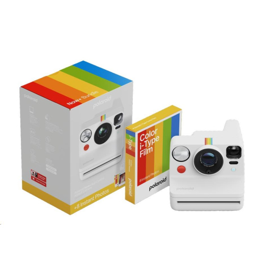 BAZAR - Polaroid Now+ Gen 3 White Bundle with Color Film (8 photos) - Poškozený obal (Komplet)