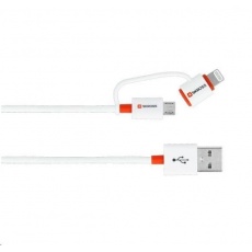 SKROSS USB kabel 2in1 Charge'n Sync DC20A, délka 1m, micro USB a Apple Lightning combo konektor, Apple MFI licence SKROSS USB kabel 2in1 Charge'n Sync DC20A, délka 1m, micro USB a Apple Lightning combo konektor, Apple MFI licence
