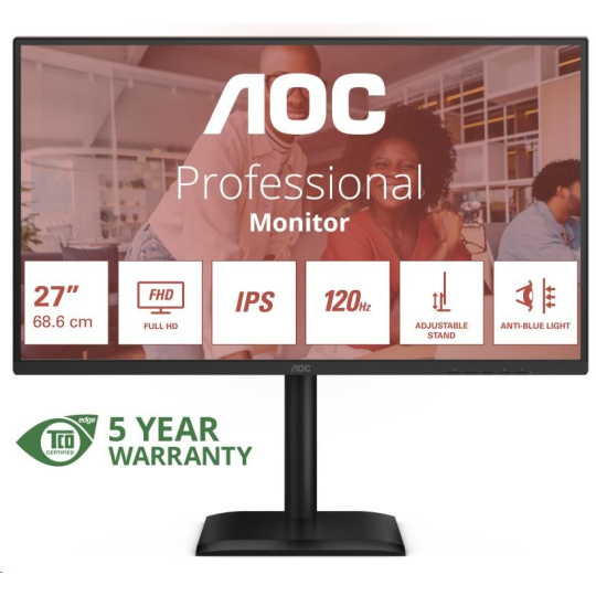 AOC MT 27" 27E4U - 1920x1080,IPS,120Hz,1xVGA,1xHDMI,1xDP,USBhub,Repro,Pivot AOC MT 27" 27E4U - 1920x1080,IPS,120Hz,1xVGA,1xHDMI,1xDP,USBhub,Repro,Pivot