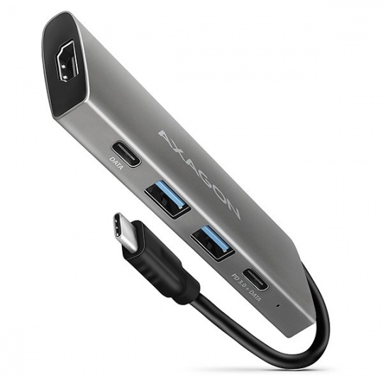 AXAGON HMC-5G2, USB 10Gbps hub, porty 2x USB-A, 2x USB-C, HDMI 4k/60, PD 100W, kábel USB-C 13cm