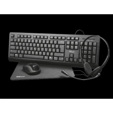 TRUST ZIVA 4-in-1 Gaming Bundle - set klávesnice a myši, sluchátek a podložky k myši