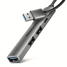 AXAGON HUE-STA, 4x USB ALU STRIP hub, 1x USB-A 5Gbps, 2x USB-A & 1x USB-C 480Mbps, kábel USB-A 12cm AXAGON HUE-STA, 4x USB ALU STRIP hub, 1x USB-A 5Gbps, 2x USB-A & 1x USB-C 480Mbps, kábel USB-A 12cm