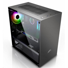 EVOLVEO M4, case mATX, 1x120mm PWM ventilátor, průhledná bočnice, černá