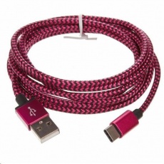 CELLFISH univerzální pletený kabel, USB-C, 2 m, růžová CELLFISH univerzální pletený kabel, USB-C, 2 m, růžová