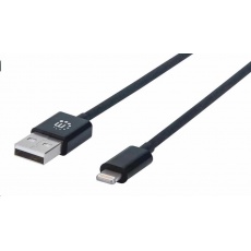 Manhattan Lightning kabel, USB-A na MFi-Certified 8-Pin Lighting (M/M), 1m, černá Manhattan Lightning kabel, USB-A na MFi-Certified 8-Pin Lighting (M/M), 1m, černá