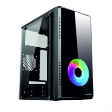 1stCOOL case STEP GAMER 1, micro tower, AU, USB 3.0, sRGB ventilátor, bez napájania, priehľadný bočný panel, čierny 1stCOOL case STEP GAMER 1, micro tower, AU, USB 3.0, sRGB ventilátor, bez napájania, priehľadný bočný panel, čierny
