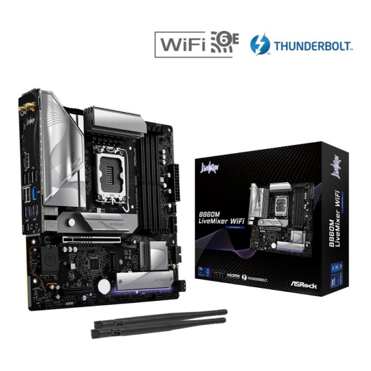 ASRock MB Sc LGA1851 B860M LiveMixer WiFi, Intel B860, 4xDDR5, 1xThunderbolt, 1xHDMI, WiFi, mATX