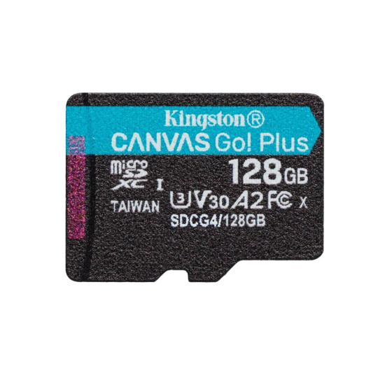 Kingston MicroSDXC karta 128GB Canvas Go! Plus, R:200/W:160MB/s, Class 10, UHS-I, U3, V30, A2 + Bez  Adaptéru