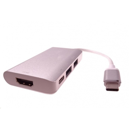 Prevodník PREMIUMCORD USB3.1 typ C na HDMI + 2xUSB3.0 + nabíjanie PD, hliníkové puzdro