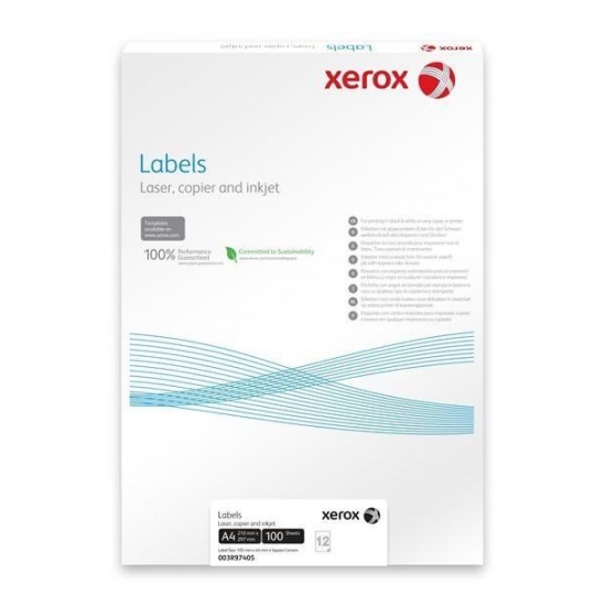 Xerox Paper biele samolepiace etikety, oblé rohy - etikety 65UP 38,1x21,2 (g/100 listov, A4)