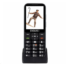 EVOLVEO EasyPhone LT, mobilní telefon pro seniory s nabíjecím stojánkem, černá