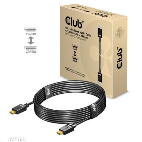 Club3D Kabel Ultra Rychlý HDMI™, 4K120Hz, 8K60Hz Cable 48Gbps (M/M), 28AWG, 4m
