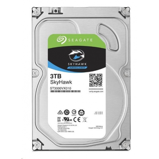 Pevný disk SEAGATE SKYHAWK 3,5" - 3 TB, SATAIII, 5400 otáčok za minútu, 256 MB vyrovnávacia pamäť