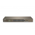 Tenda TEG1024F - 22-portový gigabitový ethernetový prepínač + 2x Combo SFP/RJ45, 10/100/1000 Mb/s, bez ventilátora, stojanová montáž, kov