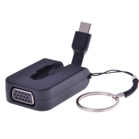 Adaptér PREMIUMCORD USB 3.1 samec typu C na samicu VGA, navíjací kábel a krúžok na kľúče