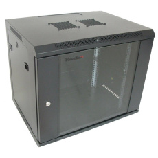 XtendLan 19" nástěnný rozvaděč 9U 600x450, nosnost 60 kg, skleněné dveře, svařovaný, černý