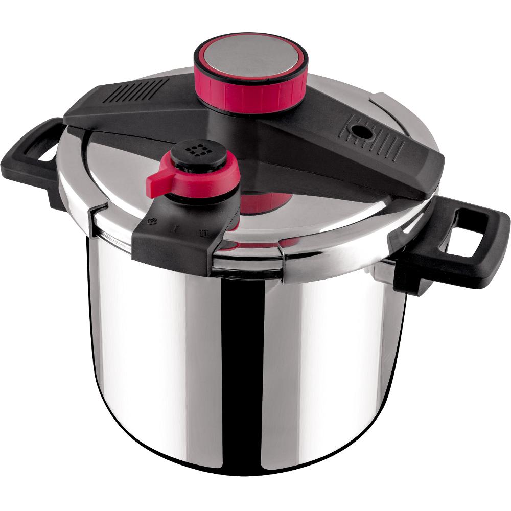 Lamart STEAM LT1228 tlakový hrniec, 7 l, nerezová/červená
