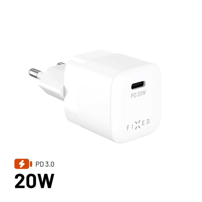 FIXED Mini FIXC20M2-C-WH sieťová nabíjačka USB-C, 20W, biela