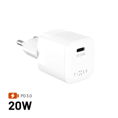 FIXED Mini FIXC20M2-C-WH sieťová nabíjačka USB-C, 20W, biela