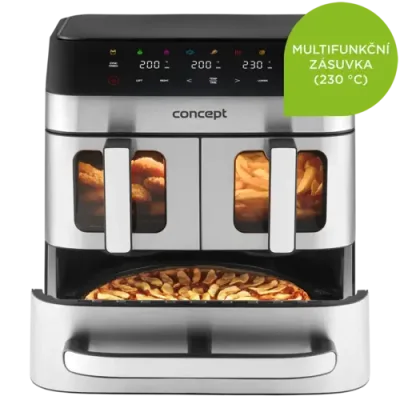 Concept PIZZA TRIO FR9000 horkovzdušná fritéza, 18,5 l, nerez/čierna