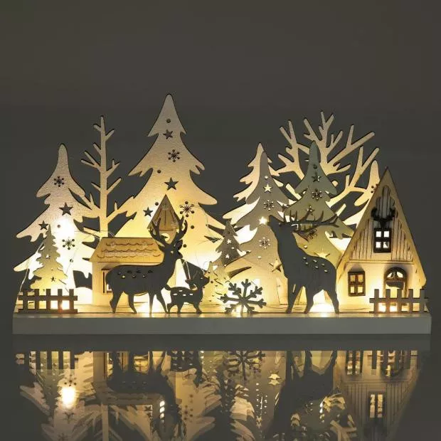 Retlux RXL 466 vianočná dekorácia (Zimný les), 33 cm, 15 LED, teplá biela